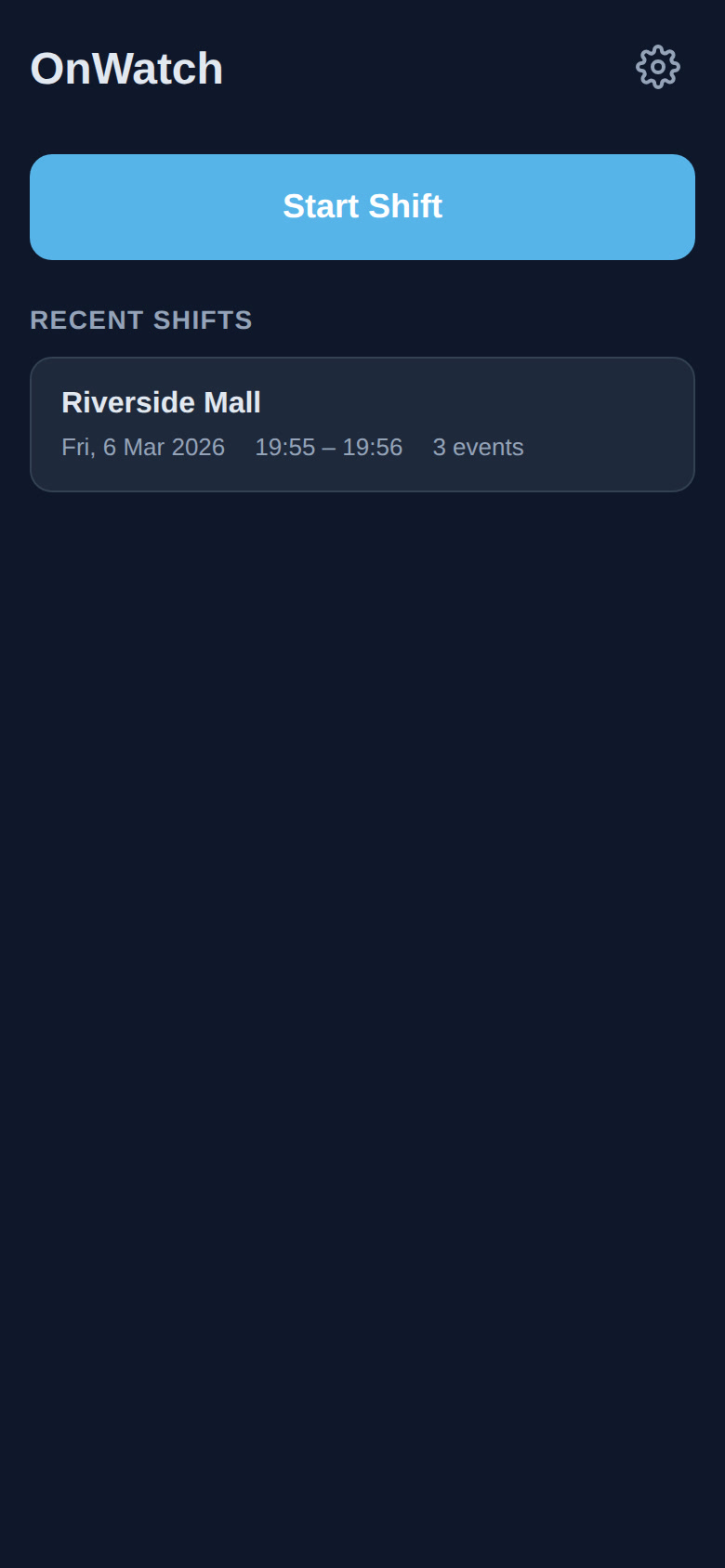 Shift history showing completed patrols with exportable summaries