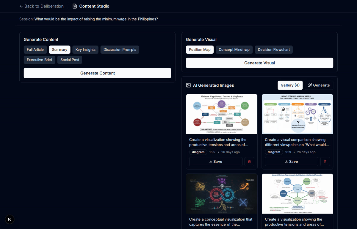 Story Mode content generation from deliberation data